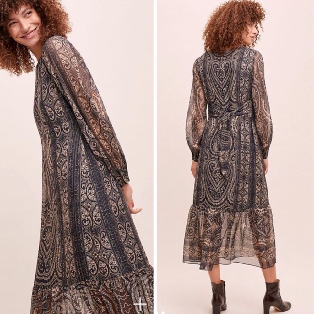 Kachel x Anthropologie Metallic Caricia Dress NWT Size 10
